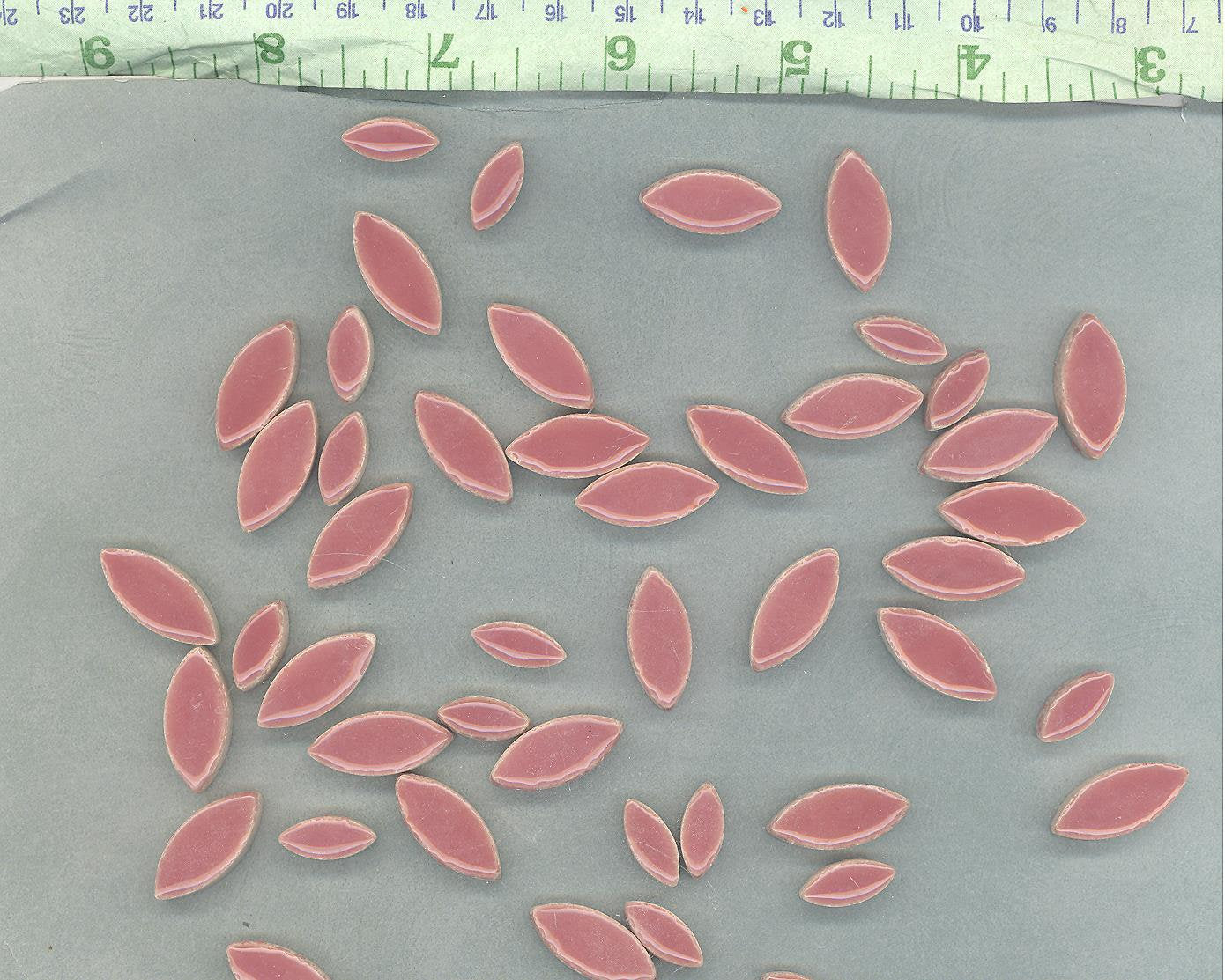 Dusty Rose Petals Mosaic Tiles - 50g Ceramic Leaves in Mix of 2 Sizes 1/2" and 3/4" - Deep Pink