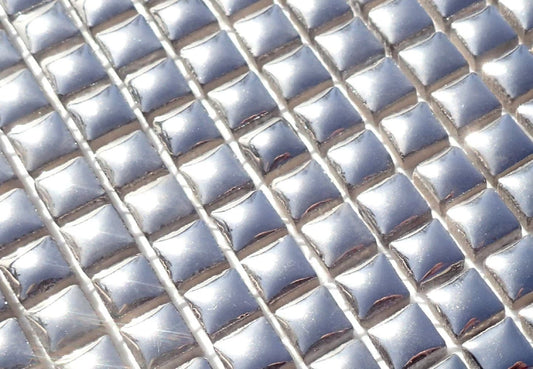 Silver Square Mosaic Tiles - 1 cm Ceramic - Half Pound in Shiny Mirror Finish