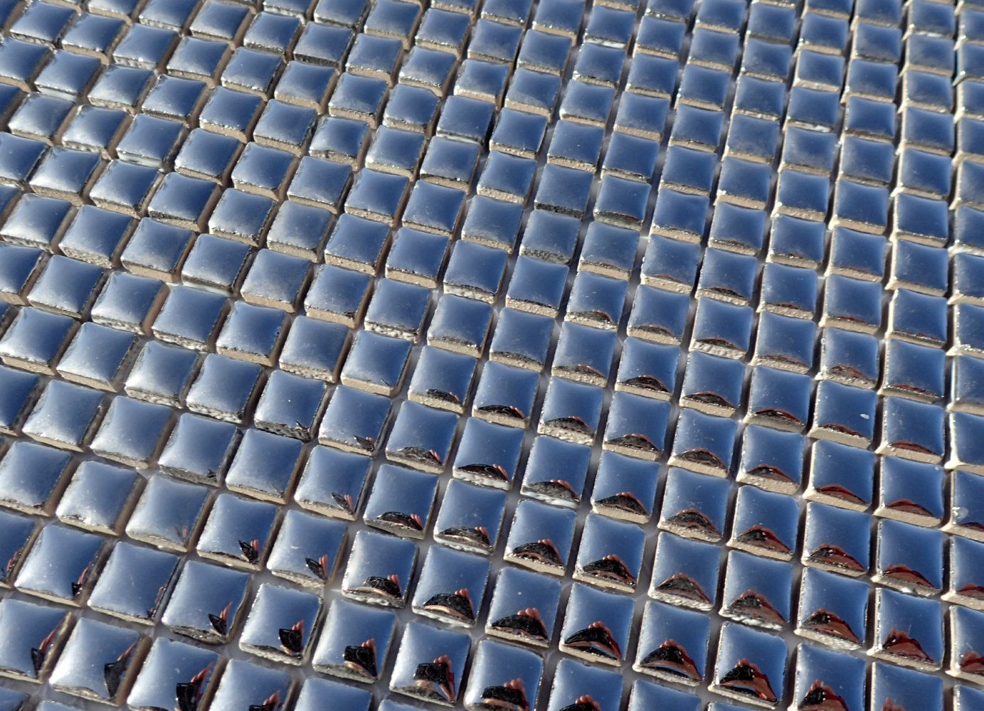 Silver Square Mosaic Tiles - 1 cm Ceramic - Half Pound in Shiny Mirror Finish