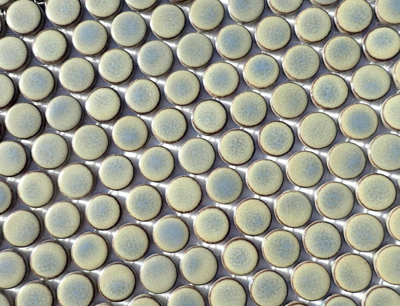 Pewter Gray Ceramic Tiles - Round Mosaic Tiles - 2 cm or .75 inch - 25 Tiles - Penny Rounds
