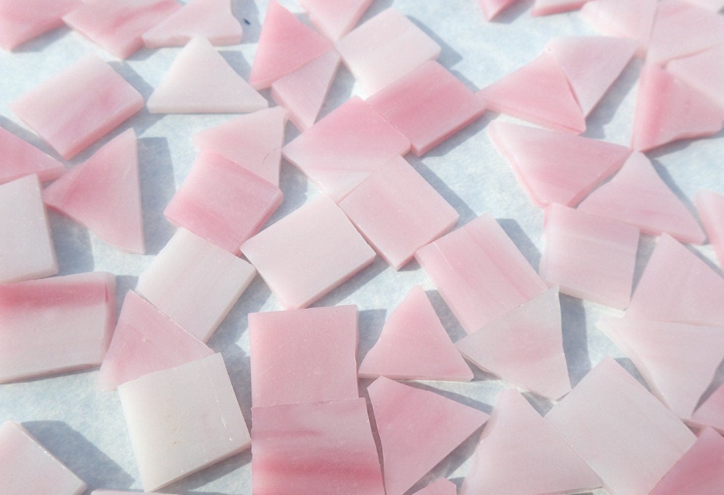 Pink Stained Glass Mosaic Tiles - 1/2 Pound - 5-15 mm Various Shapes