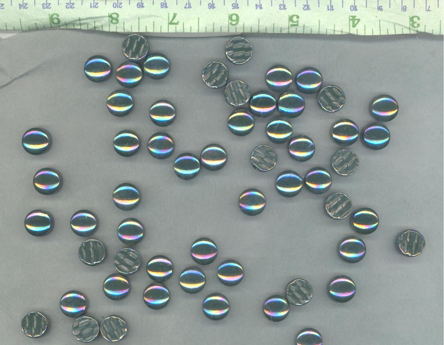 Dark Green Iridescent Glass Gems - 100 grams - 12mm