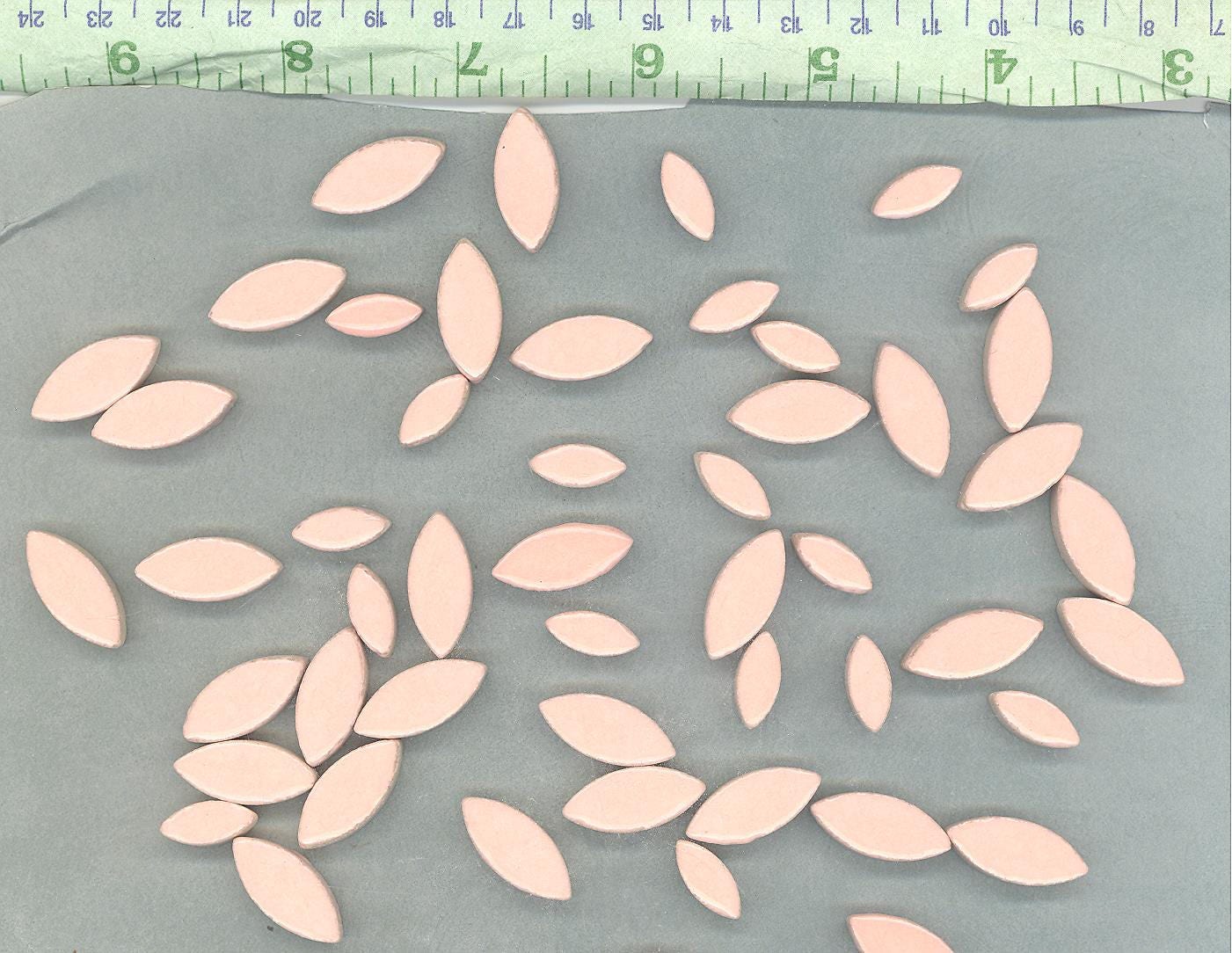 Peach Petals Mosaic Tiles - 50g Ceramic Leaves in Mix of 2 Sizes 1/2" and 3/4" - Pale Light Orange