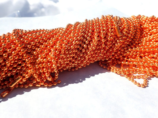 Orange Ball Chain Necklaces - 24 inch - 2.4mm Diameter - Set of 10
