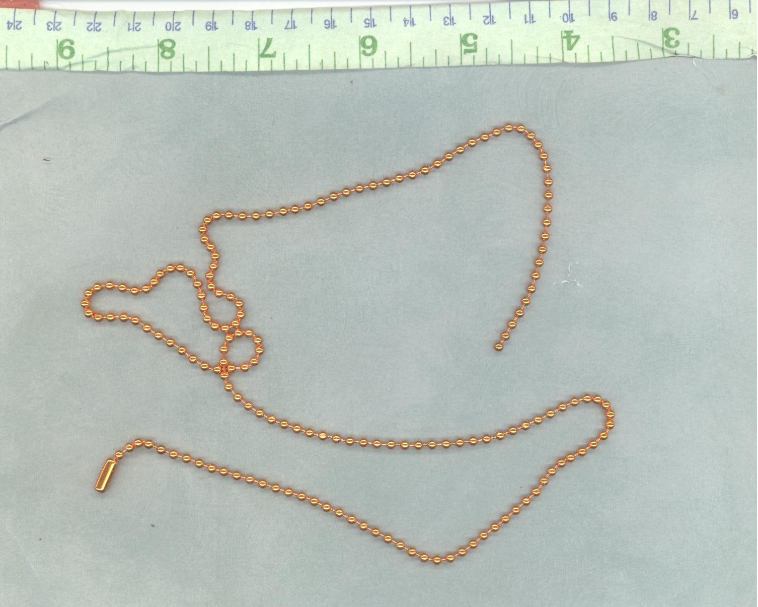 Orange Ball Chain Necklaces - 24 inch - 2.4mm Diameter - Set of 10