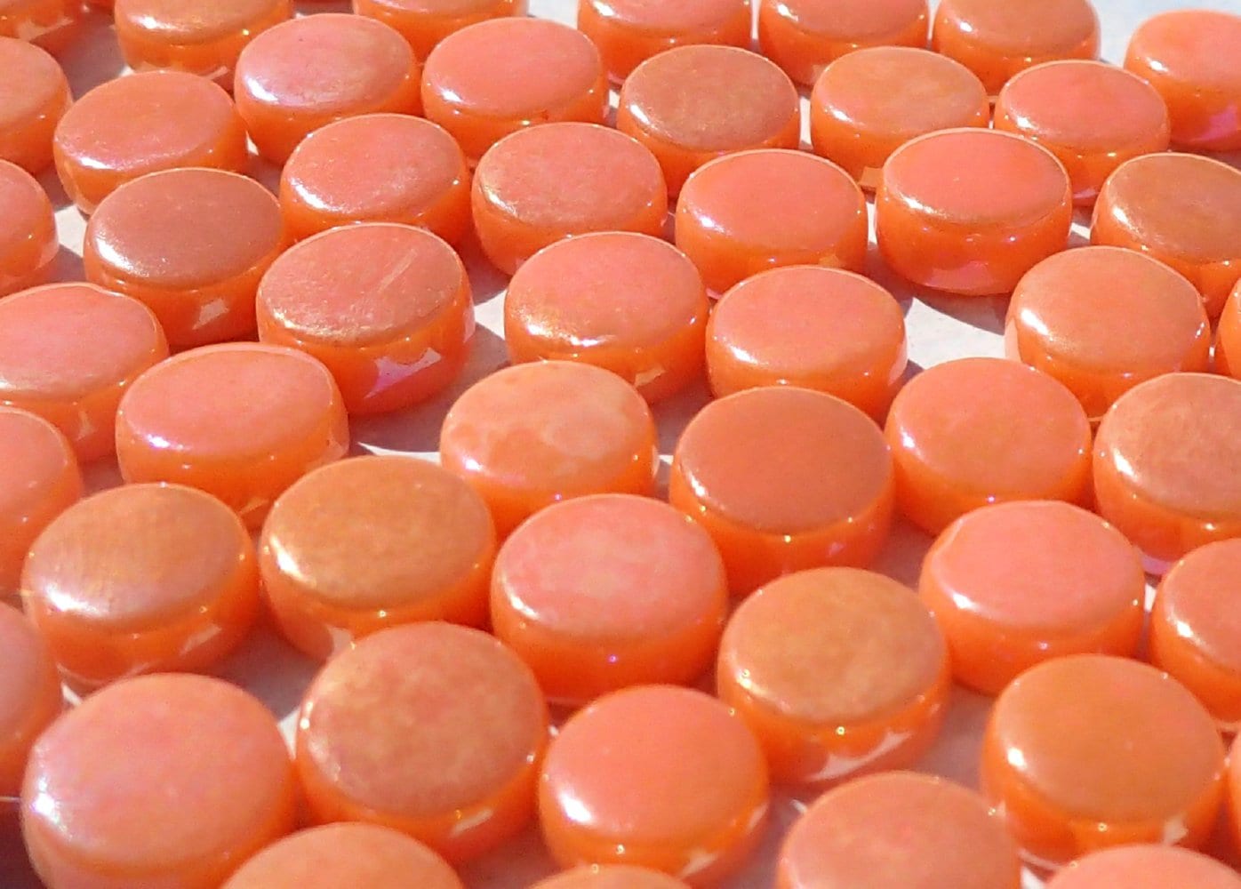 Orange Iridescent MINI 8mm Glass Drops Mosaic Tiles - 50 grams