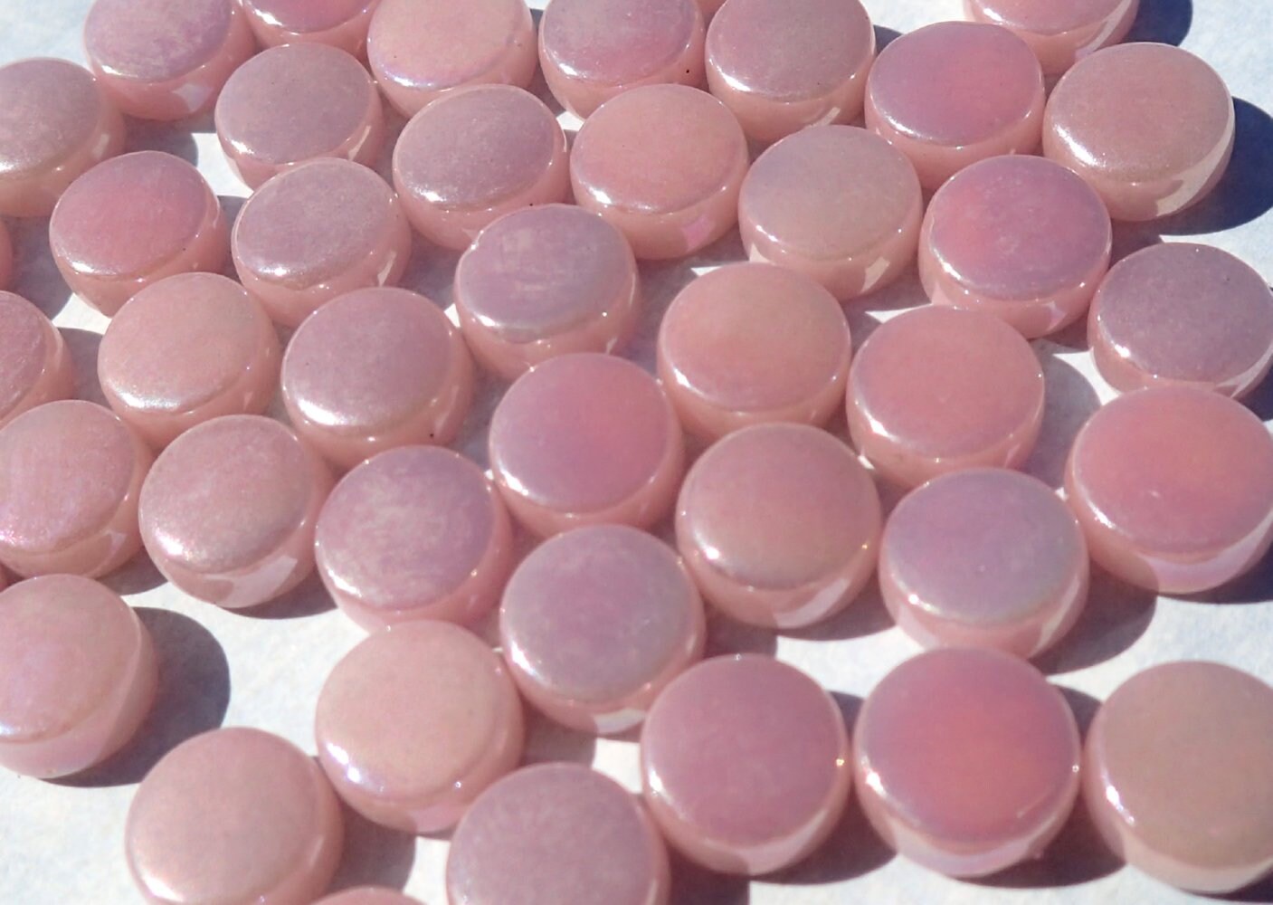 Pale Pink Iridescent MINI Glass Drops Mosaic Tiles - 50 grams - Over 100 Tiles