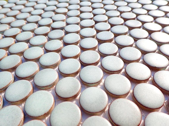 Aquamarine Ceramic Tiles - Round Mosaic Tiles - 2 cm or .75 inch - 25 Tiles - Penny Rounds