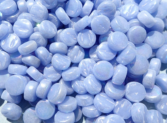 Pale Blue Iridescent MINI Glass Drops Mosaic Tiles - 50 grams - Flat Back Marbles Glass Gems - Over 100 Tiles