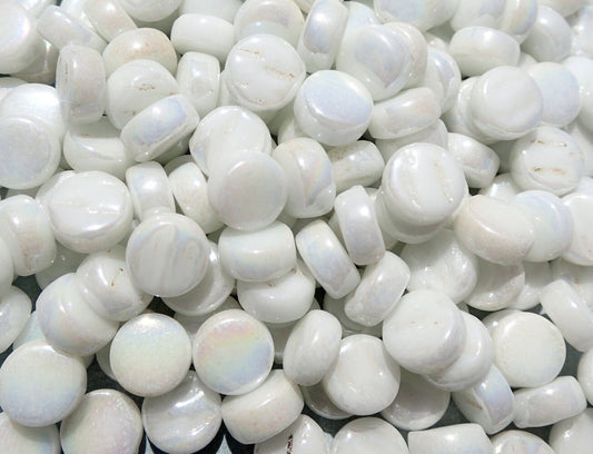 White Iridescent MINI Glass Drops Mosaic Tiles - 50 grams - Over 100 Glass Gems - Wedding Decor