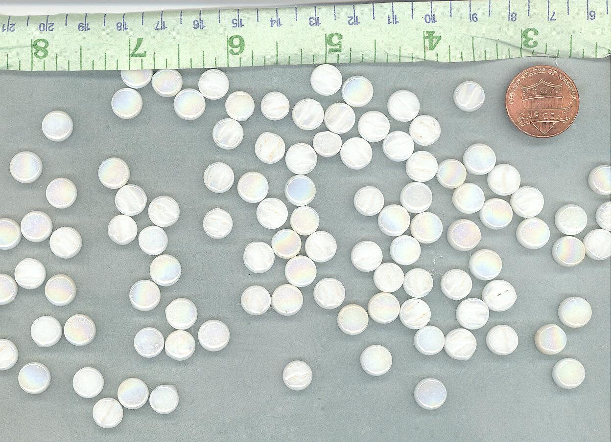White Iridescent MINI Glass Drops Mosaic Tiles - 50 grams - Over 100 Glass Gems - Wedding Decor