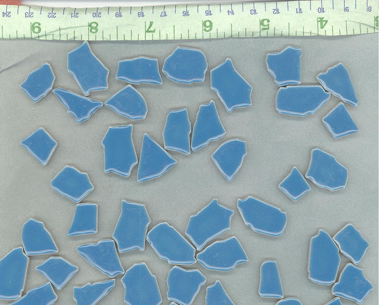 Mediterranean Blue Mosaic Ceramic Tiles - Jigsaw Puzzle Shaped Pieces - Half Pound - Assorted Sizes Random Shapes in Thalo Blue