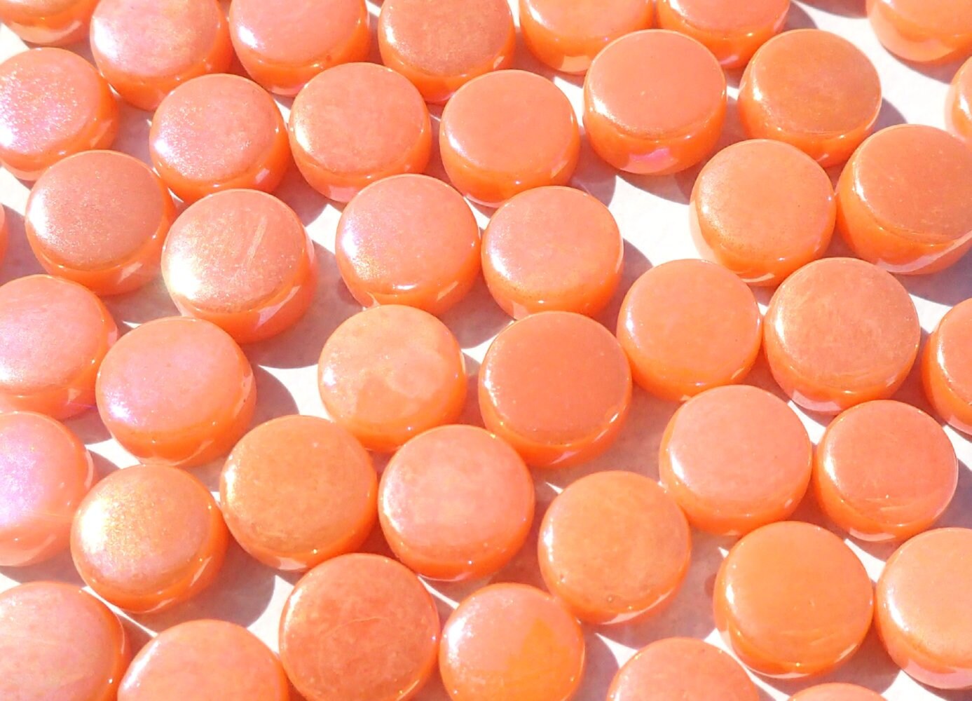 Orange Iridescent MINI 8mm Glass Drops Mosaic Tiles - 50 grams