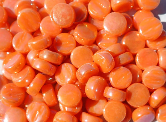 Orange Iridescent MINI 8mm Glass Drops Mosaic Tiles - 50 grams