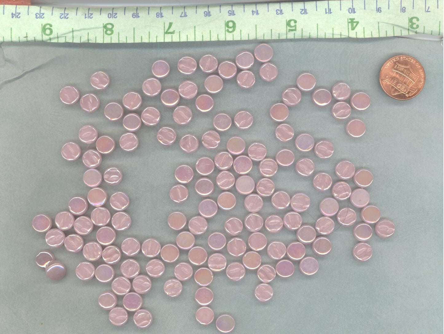 Pale Pink Iridescent MINI Glass Drops Mosaic Tiles - 50 grams - Over 100 Tiles