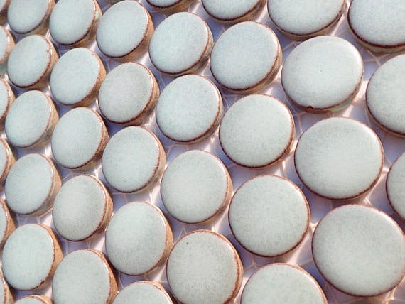 Aquamarine Ceramic Tiles - Round Mosaic Tiles - 2 cm or .75 inch - 25 Tiles - Penny Rounds