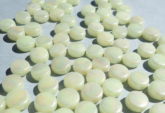 Pale Yellow Iridescent MINI 8mm Glass Drops Mosaic Tiles - 50 grams