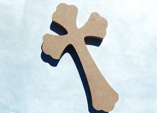 Gothic Cross Plaque - Use as a Base for Mosaics Decoupage or Decorative Painting - 8 inch Unfinished MDF