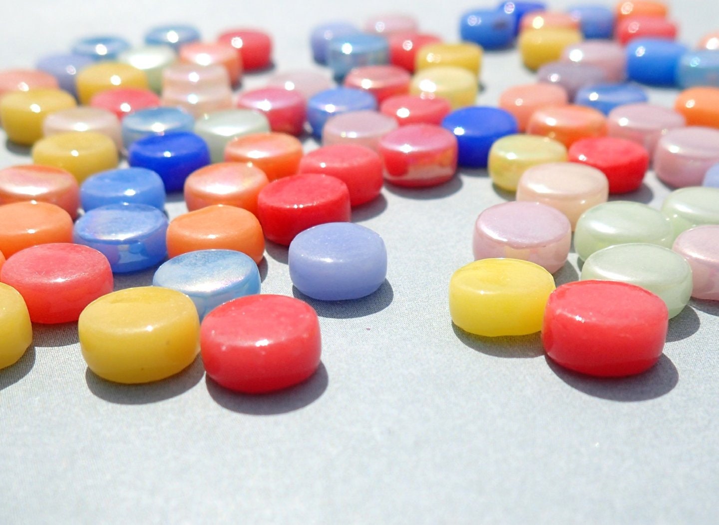 Bright Colors Mix MINI Glass Drops Mosaic Tiles - 50 grams - Glass Gems Darling Dotz - Over 100 Tiles