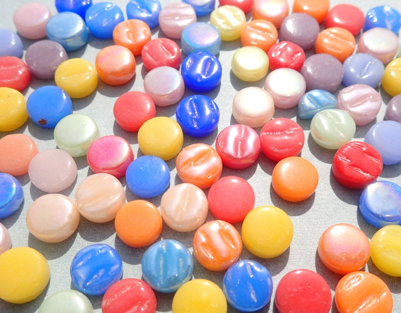 Bright Colors Mix MINI Glass Drops Mosaic Tiles - 50 grams - Glass Gems Darling Dotz - Over 100 Tiles