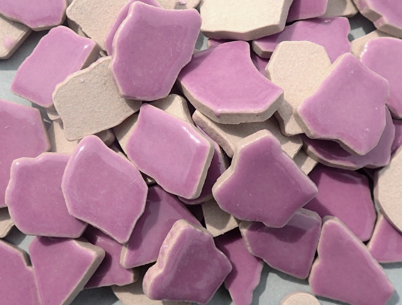 Purple Mosaic Ceramic Tiles - Random Shapes - Half Pound - Assorted Sizes Jigsaw Pieces