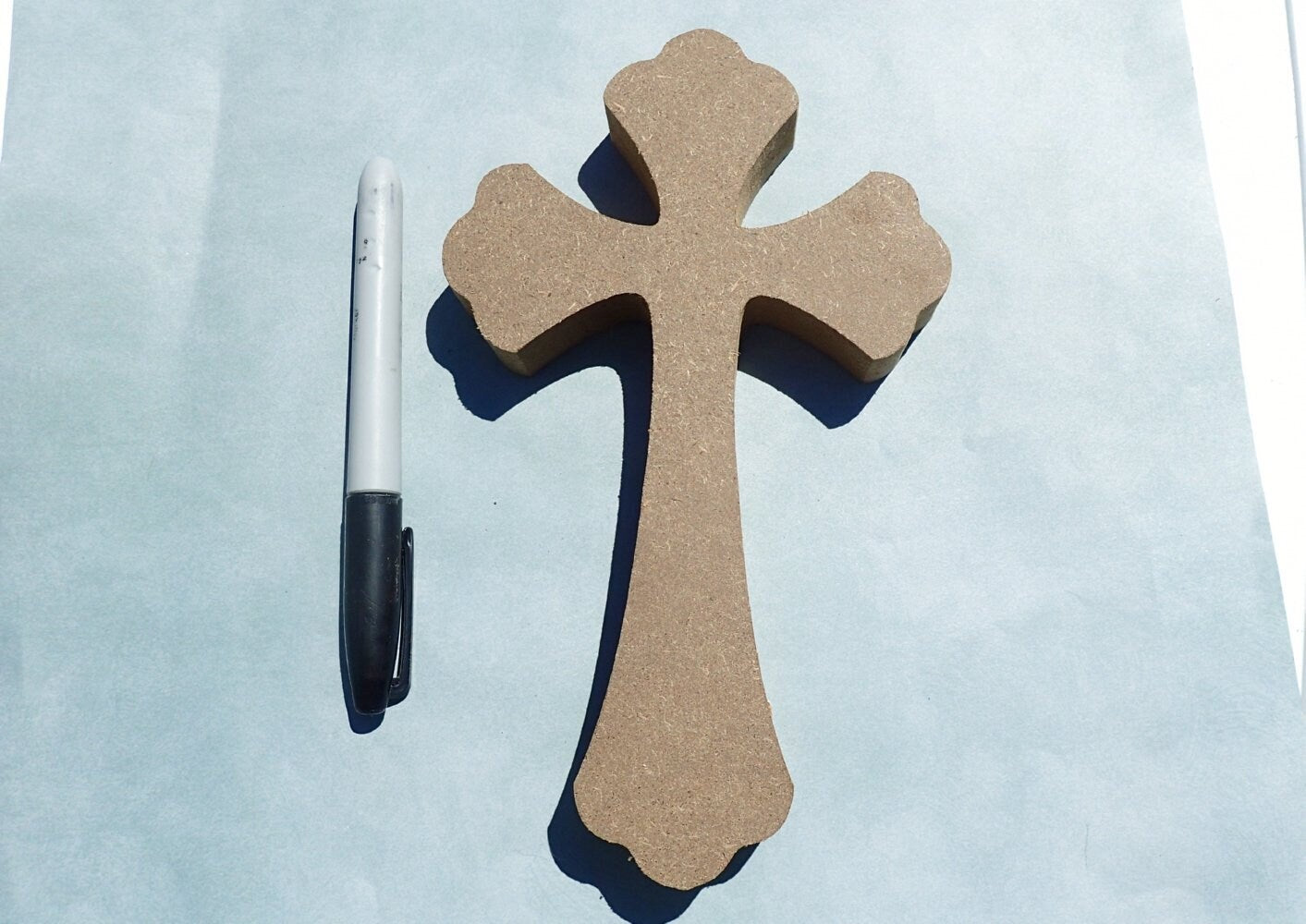 Gothic Cross Plaque - Use as a Base for Mosaics Decoupage or Decorative Painting - 8 inch Unfinished MDF