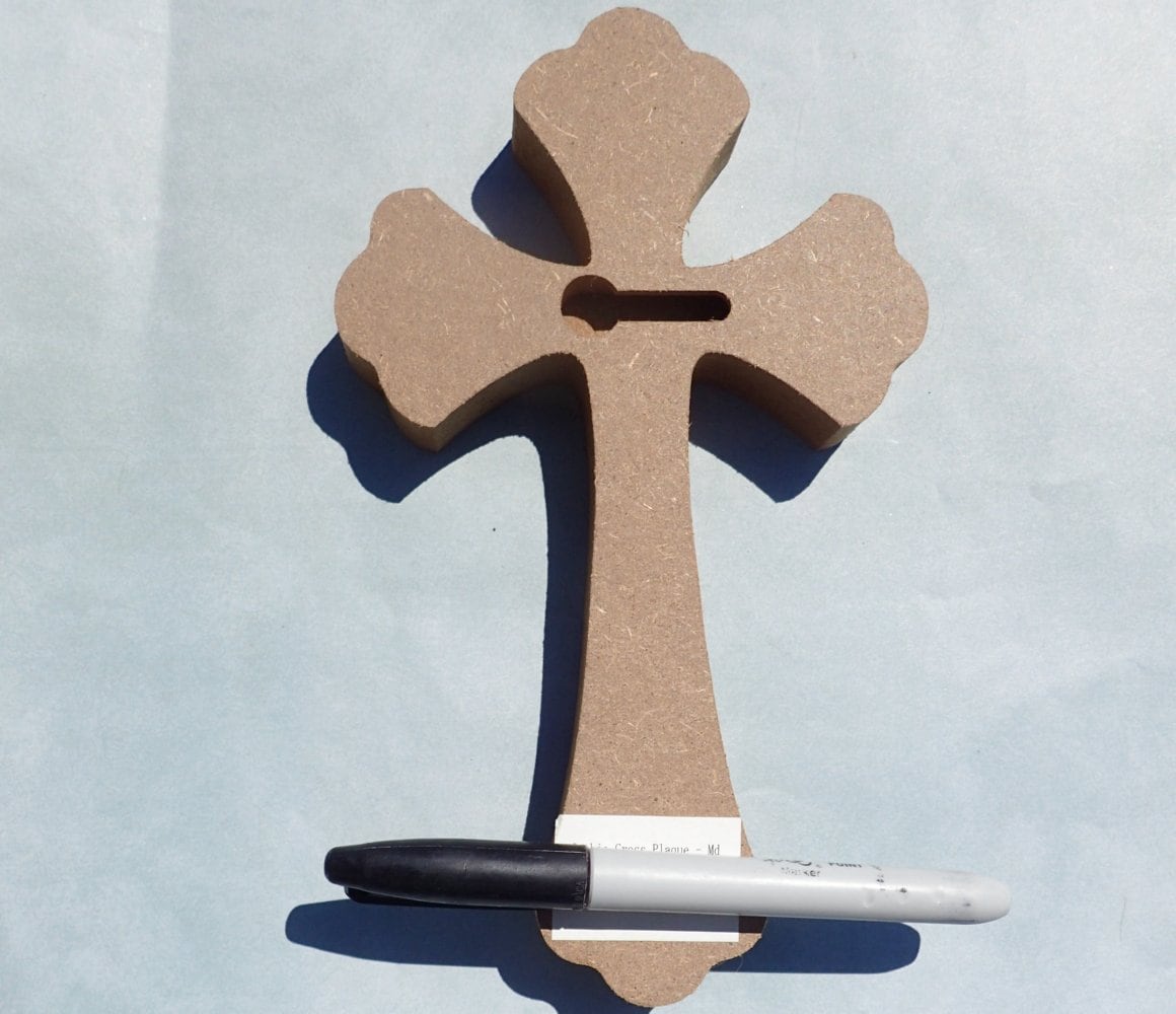 Gothic Cross Plaque - Use as a Base for Mosaics Decoupage or Decorative Painting - 8 inch Unfinished MDF