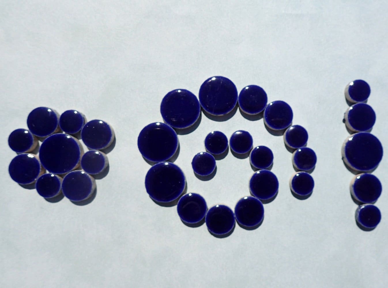 Dark Blue Circles Mosaic Tiles - 50g Ceramic in Mix of 3 Sizes 1/2" and 3/4" and 5/8" in Indigo