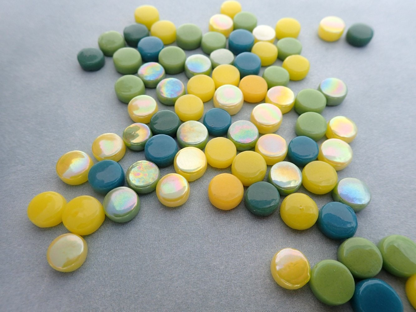 Summer Fields Mix MINI Glass Drops Mosaic Tiles - 50 grams - Over 100 Tiles