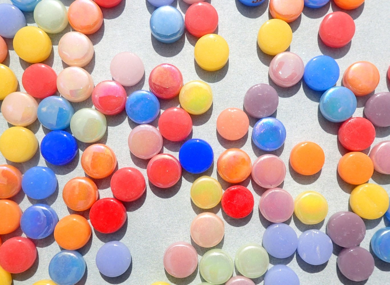 Bright Colors Mix MINI Glass Drops Mosaic Tiles - 50 grams - Glass Gems Darling Dotz - Over 100 Tiles