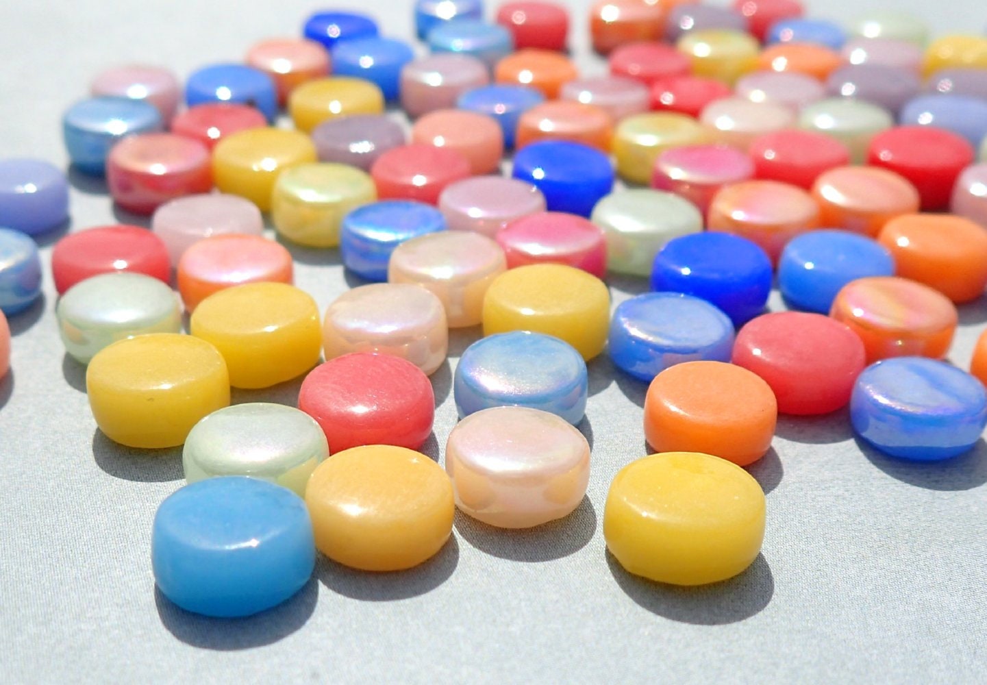 Bright Colors Mix MINI Glass Drops Mosaic Tiles - 50 grams - Glass Gems Darling Dotz - Over 100 Tiles