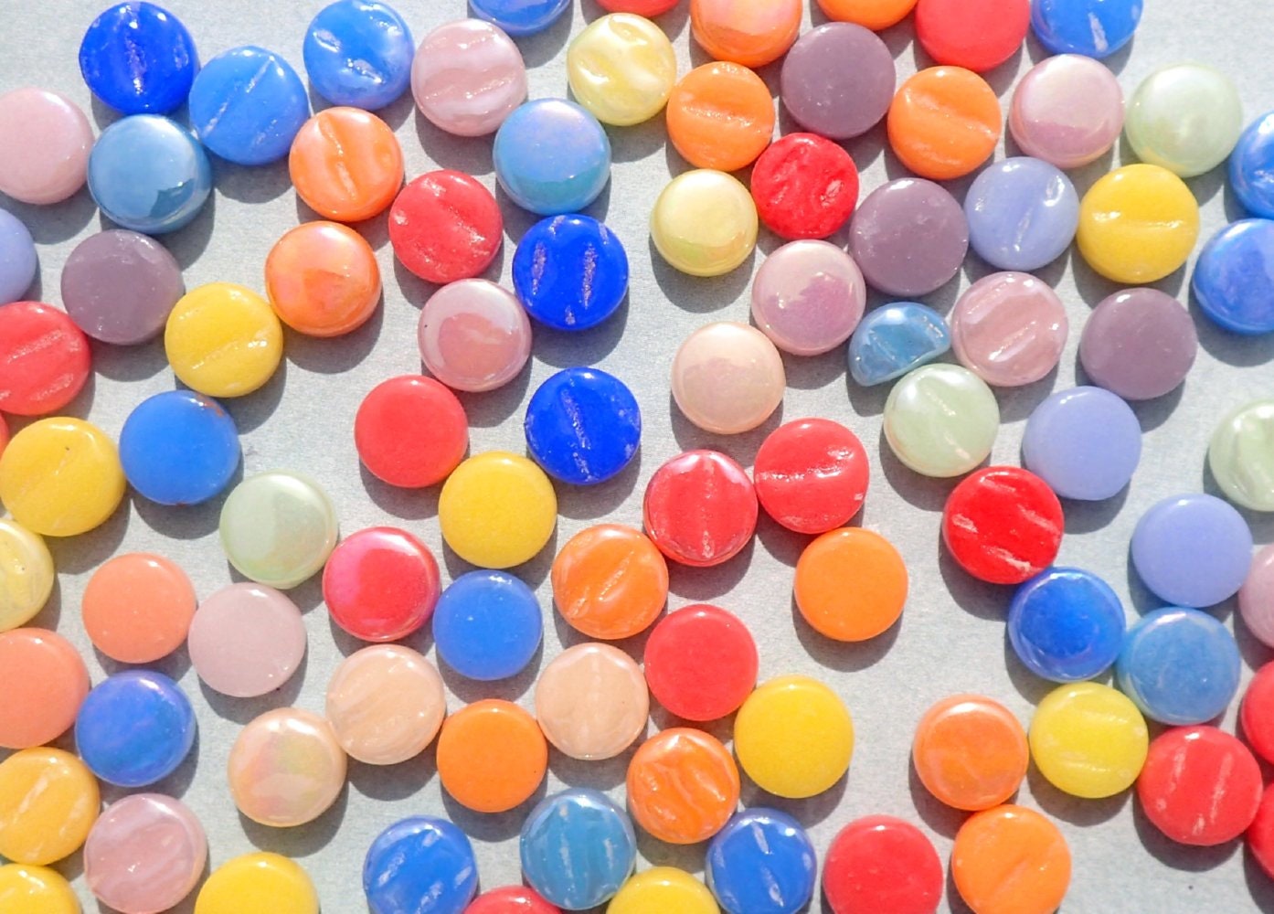 Bright Colors Mix MINI Glass Drops Mosaic Tiles - 50 grams - Glass Gems Darling Dotz - Over 100 Tiles