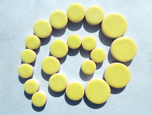 Kiwi Green Circles Mosaic Tiles - 50g Ceramic in Mix of 3 Sizes 1/2" and 3/4" and 5/8"