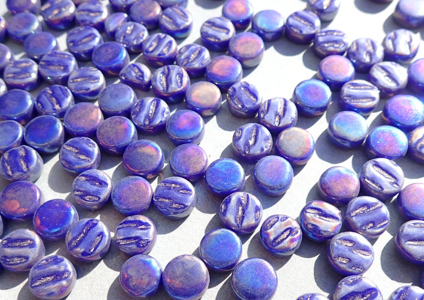Dark Royal Blue Iridescent MINI Glass Drops Mosaic Tiles - 50 grams