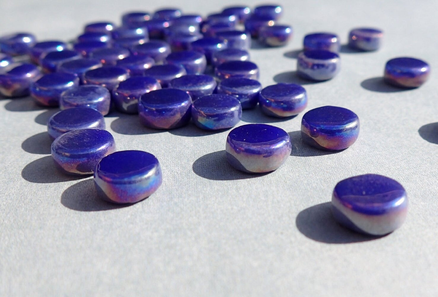 Dark Royal Blue Iridescent MINI Glass Drops Mosaic Tiles - 50 grams