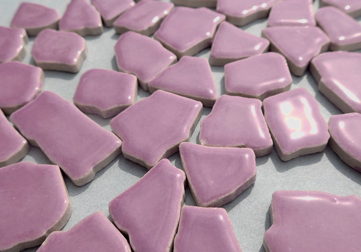 Purple Mosaic Ceramic Tiles - Random Shapes - Half Pound - Assorted Sizes Jigsaw Pieces