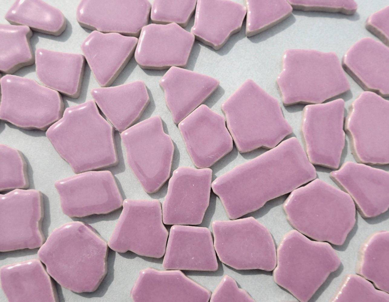 Purple Mosaic Ceramic Tiles - Random Shapes - Half Pound - Assorted Sizes Jigsaw Pieces
