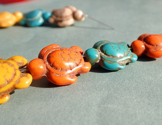 Colorful Sea Turtles Stone Beads - Half or Full Strand - Use for Mosaics
