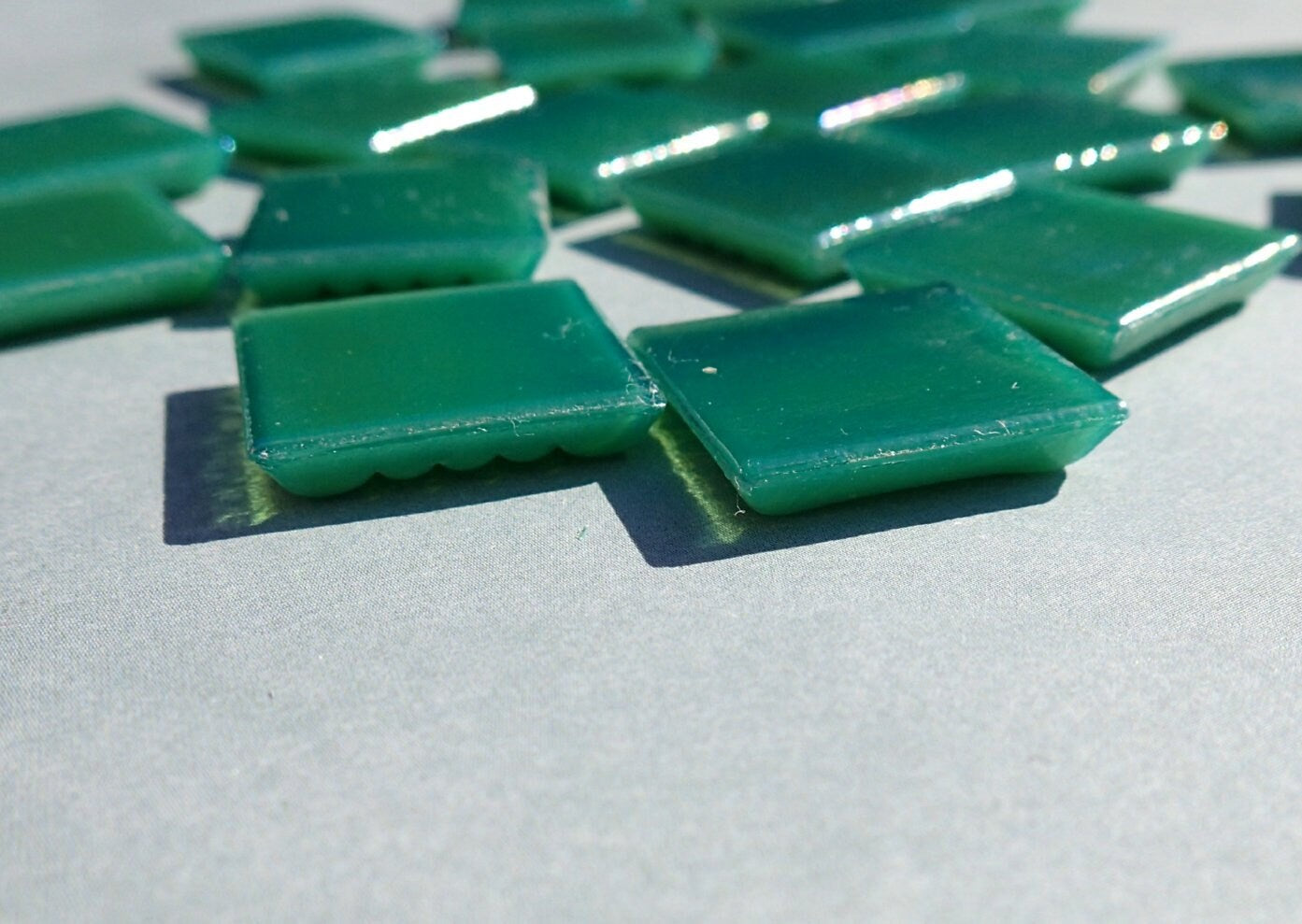 Rainforest Green Iridescent Venetian Glass Tiles - 20mm - 100 grams