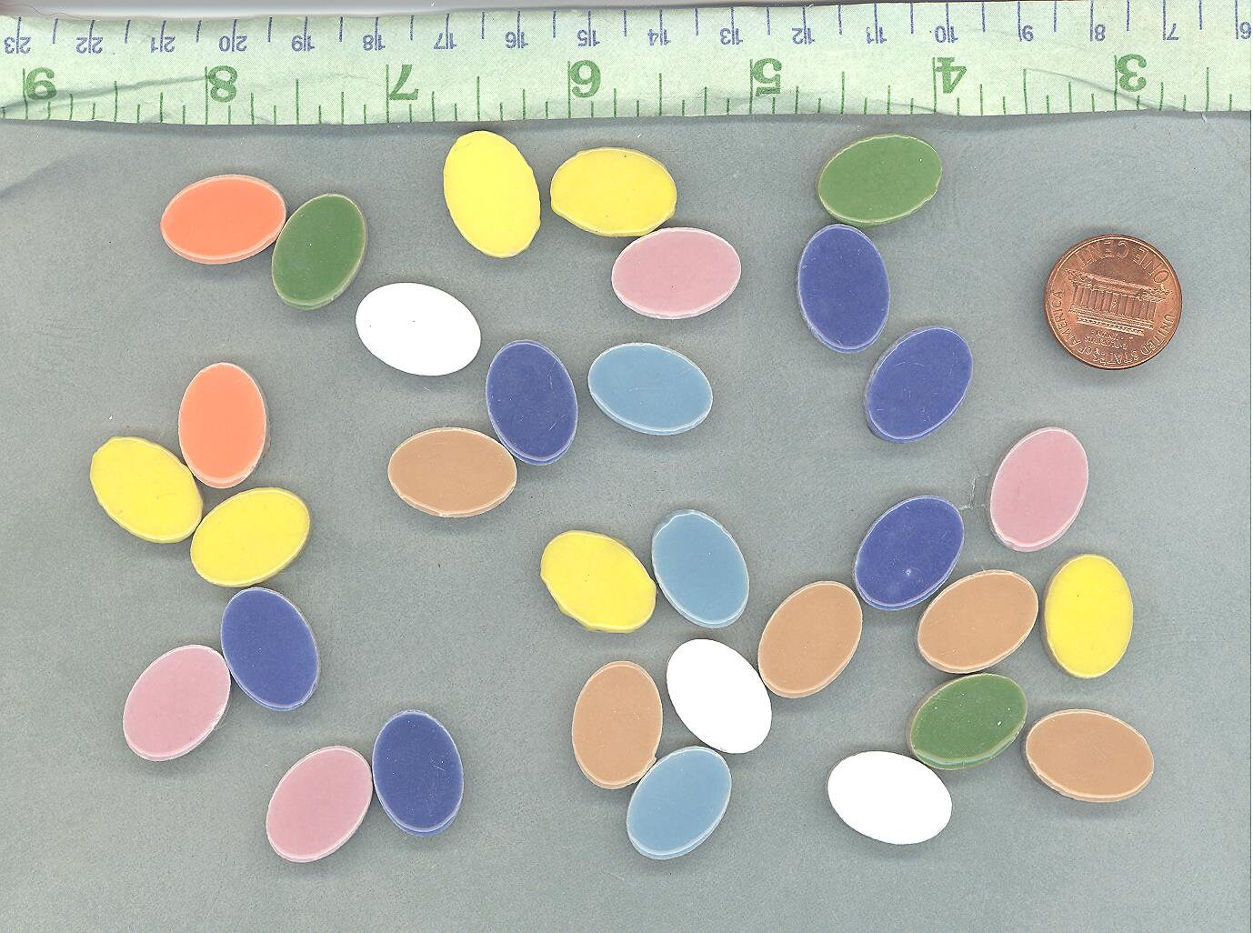 Oval Mosaic Tiles - 50 Ceramic 3/4" Inch Tiles in Assorted Colors