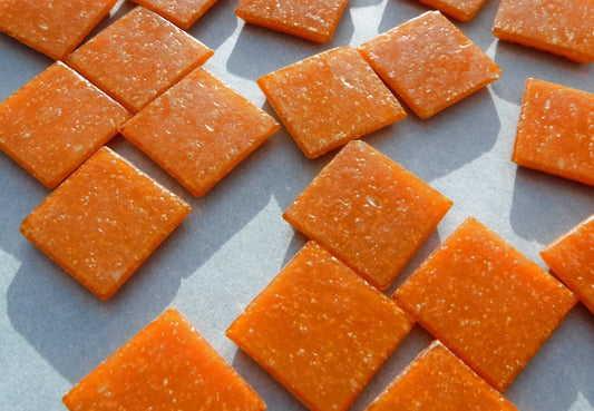Carrot Orange Glass Mosaic Tiles Squares - 3/4" - Half Pound of Vitreous Glass Tiles for Craft Projects
