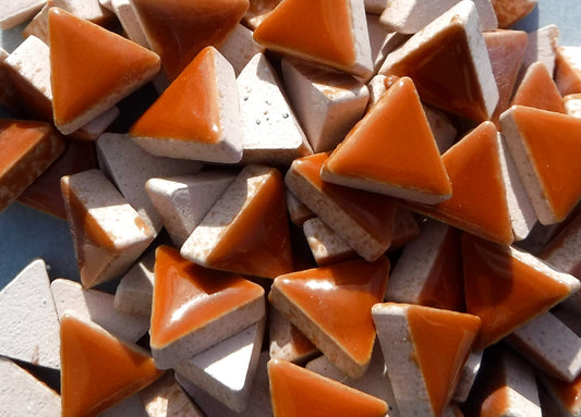 Brown Mini Triangles Mosaic Tiles - 50g Ceramic - 15mm in Dark Caramel