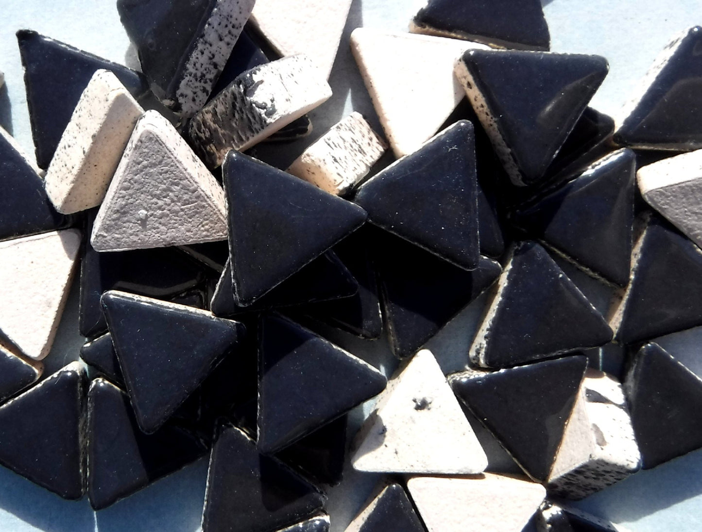 Black Mini Triangles Mosaic Tiles - 50g Ceramic - 15mm