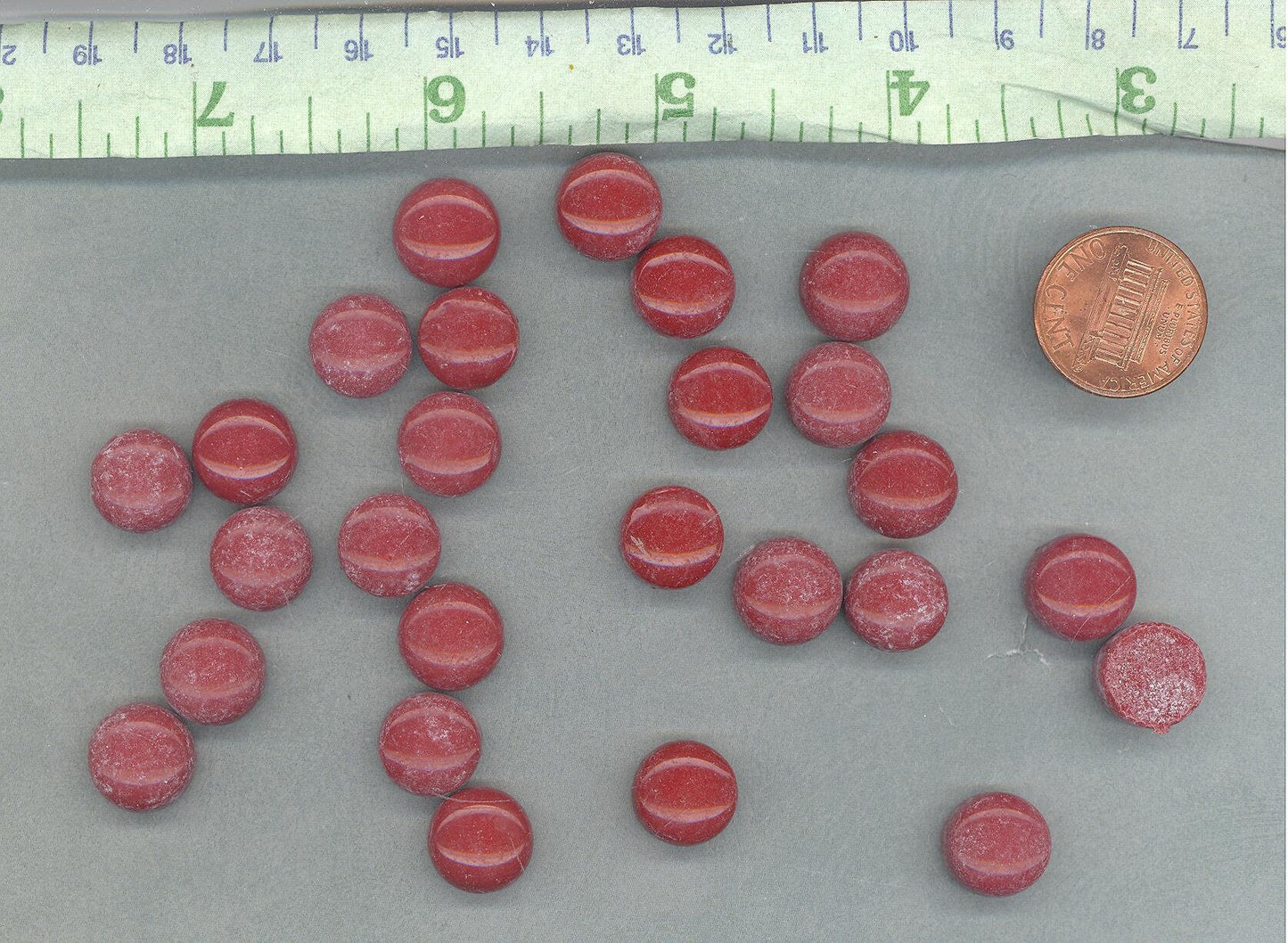 Red Earth Glass Gems - 100 grams of 12mm Mosaic Tiles in Dark Red - Over 60 Tiles