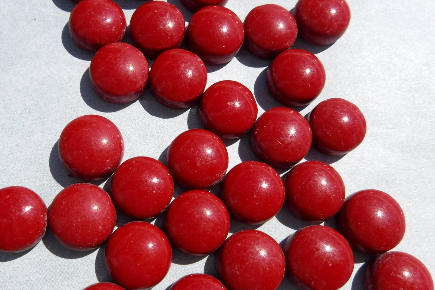 Red Earth Glass Gems - 100 grams of 12mm Mosaic Tiles in Dark Red - Over 60 Tiles
