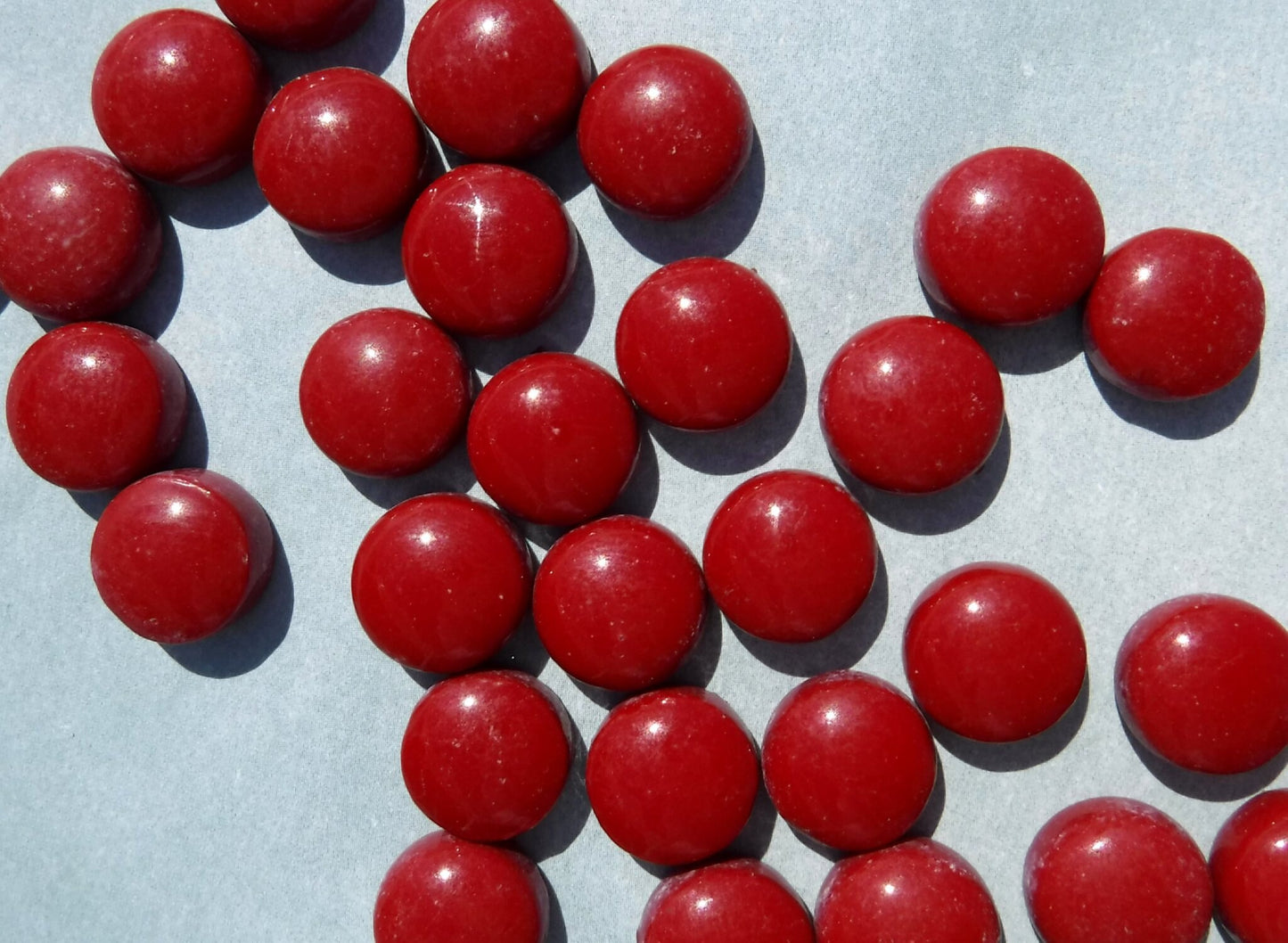 Red Earth Glass Gems - 100 grams of 12mm Mosaic Tiles in Dark Red - Over 60 Tiles