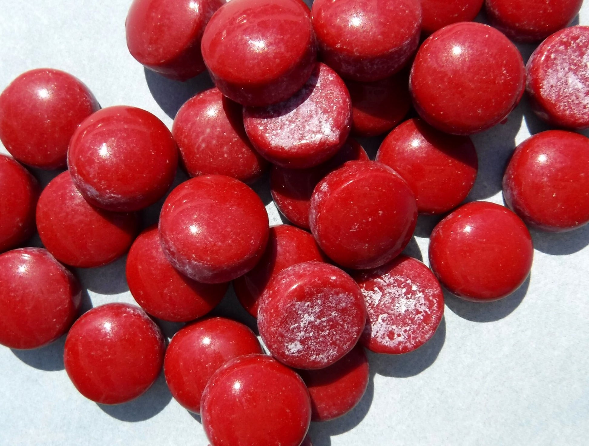 Red Earth Glass Gems - 100 grams of 12mm Mosaic Tiles in Dark Red - Over 60 Tiles
