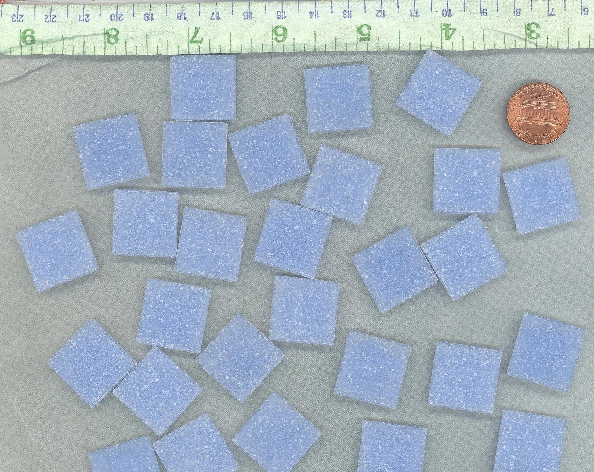 Cloudy Blue Glass Mosaic Tiles Squares - 20mm - Half Pound of Light Blue Vitreous Glass Tiles for Craft Projects - Approx 75 Tiles