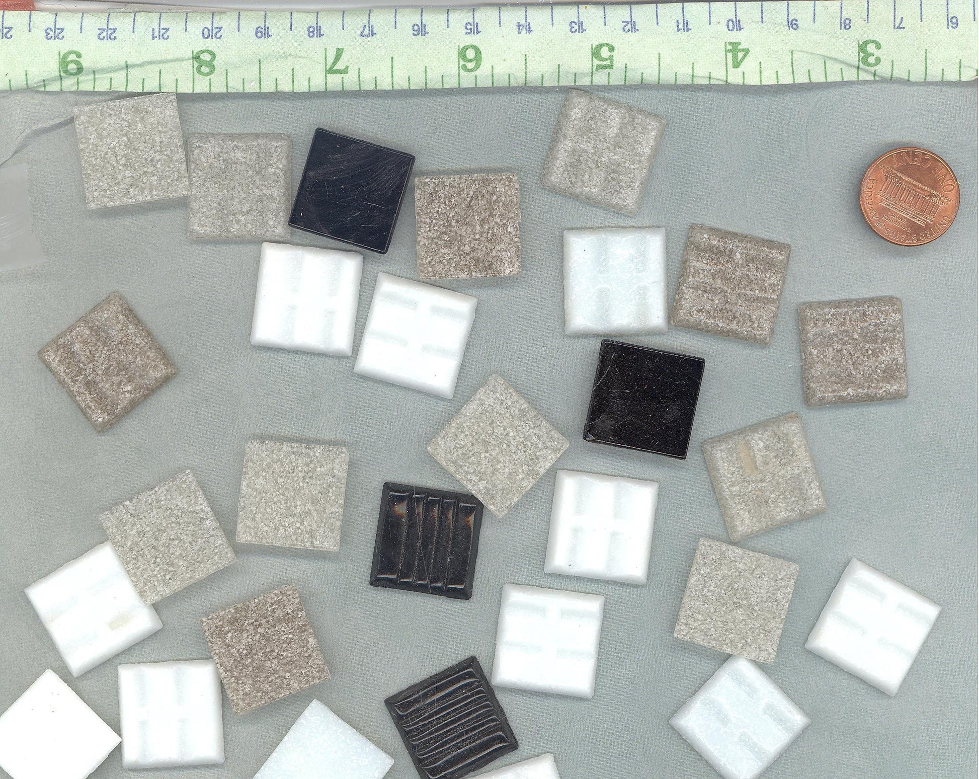 Monochrome Mix Glass Mosaic Tiles Squares - 20mm - Half Pound of Vitreous Glass Tiles in a Mix of White Black and Grays