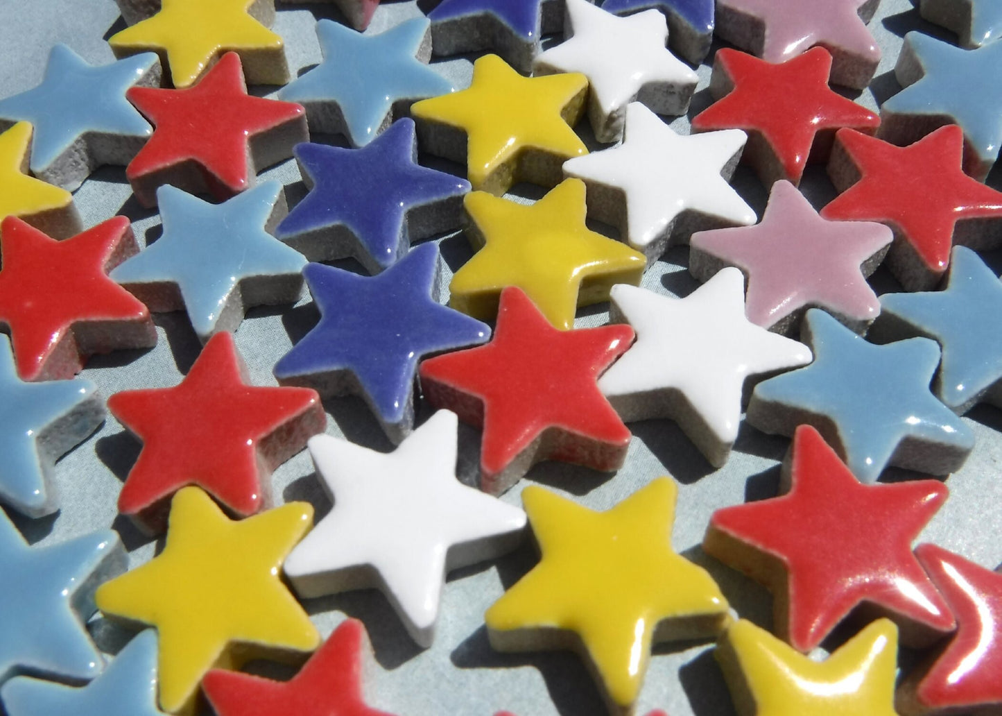 Bright Stars Mosaic Tiles - 50 Ceramic 3/4" Inch Tiles in Assorted Colors